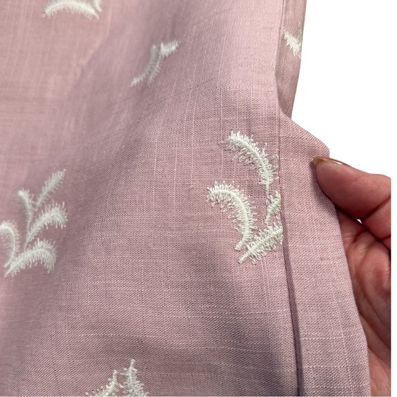 NWT Elie Tahari Womens Linen Blend Pants Wide Leg Embroidered Soft Mauve Size 2 - Picture 6 of 11